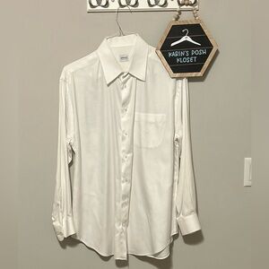 Armani Collezioni Men's White Long-Sleeve Dress Shirt 16.5” Neck